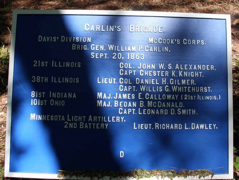 Carlin's Brigade Marker. Click for full size. Carlin's Brigade Marker image. Click for full size.