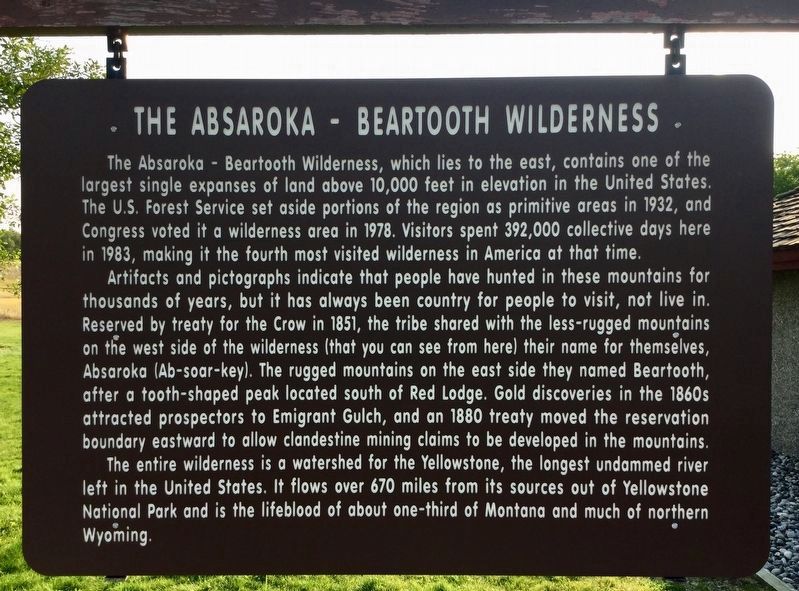 Absaroka - Beartooth Marker. Click for full size. Absaroka - Beartooth Marker image. Click for full size.