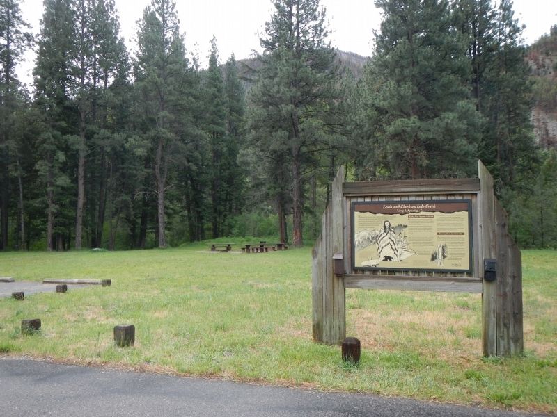 Lewis and Clark on Lolo Creek Marker. Click for full size. Lewis and Clark on Lolo Creek Marker image. Click for full size.