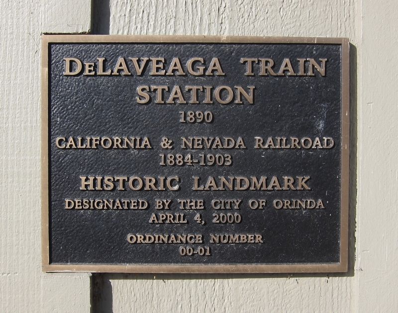 The deLaveaga Station Historic Landmark Plaque. Click for full size. The deLaveaga Station Historic Landmark Plaque image. Click for full size.