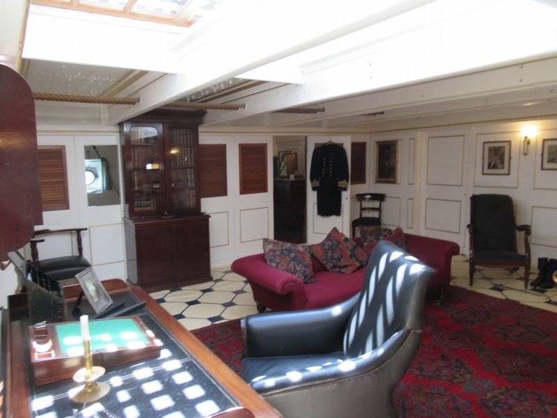 The Spacious Captains Cabin Aboard HMS Warrior. Click for full size. The Spacious Captains Cabin Aboard HMS Warrior image. Click for full size.