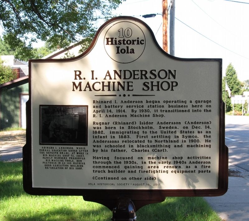 R. I. Anderson Machine Shop Marker. Click for full size. R. I. Anderson Machine Shop Marker image. Click for full size.