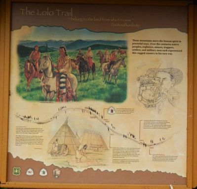 The Lolo Trail Marker, left panel image. Click for full size.