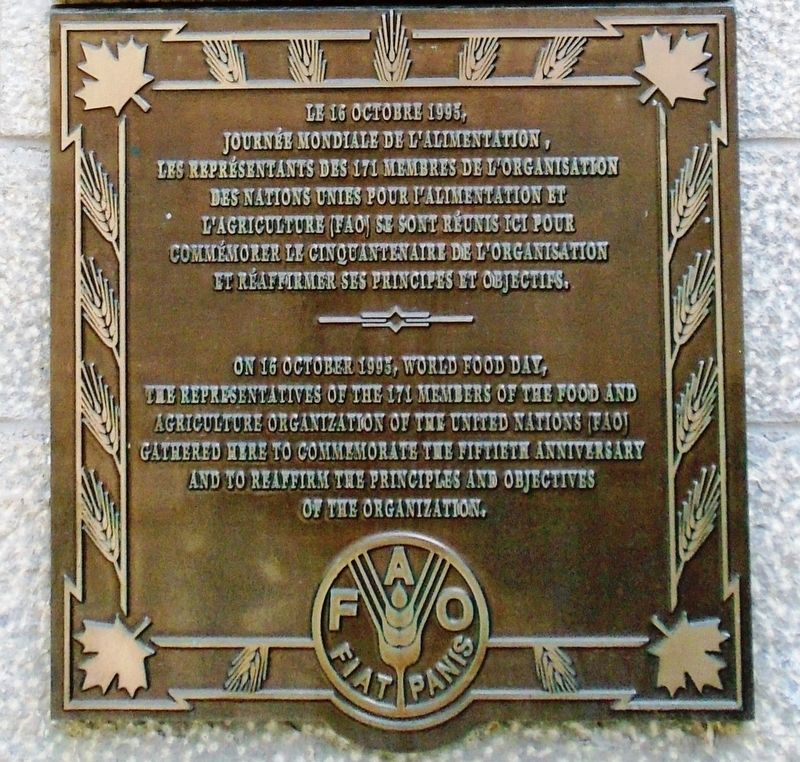50ème anniversaire de l'Organisation pour l'alimentation et l'agriculture Marker. Click for full size. 50ème anniversaire de l'Organisation pour l'alimentation et l'agriculture Marker image. Click for full size.