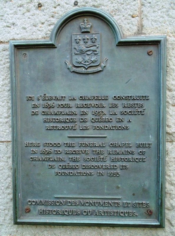Chapelle funraire de Champlain / Champlain's Funeral Chapel Marker image. Click for full size.
