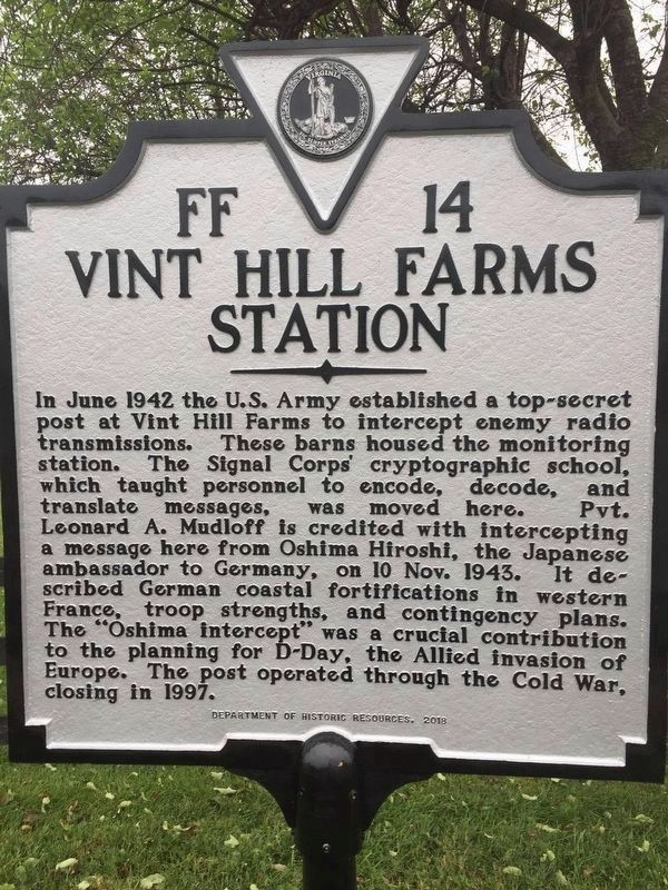 Vint Hill Farms Station Marker image. Click for full size.