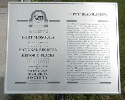 T-1 Post Headquarters Marker image. Click for full size.
