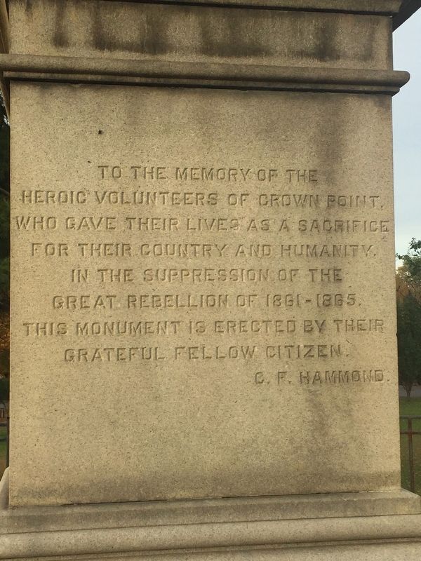 The Soldiers' Monument Inscription image. Click for full size.