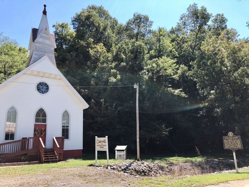 Civil War Action Marker on far right side of the Caseyville Methodist Church.. Click for full size. Civil War Action Marker on far right side of the Caseyville Methodist Church. image. Click for full size.