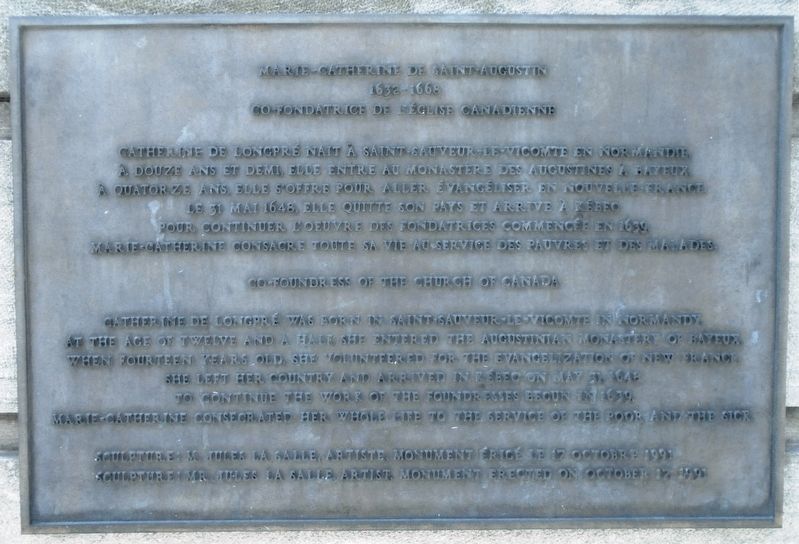 Marie-Catherine de Saint-Augustin Marker. Click for full size. Marie-Catherine de Saint-Augustin Marker image. Click for full size.