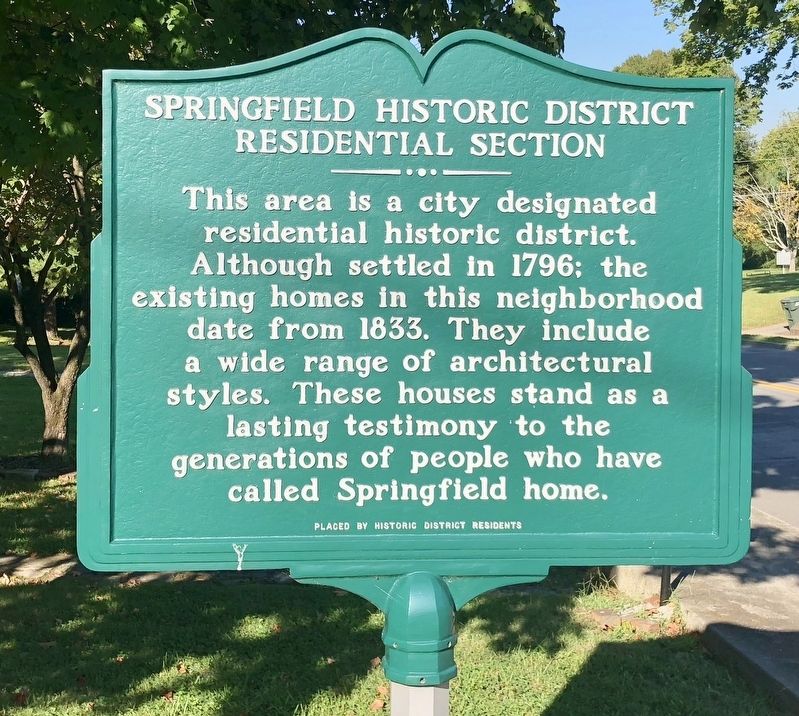 Springﬁeld Historic District Marker image. Click for full size.