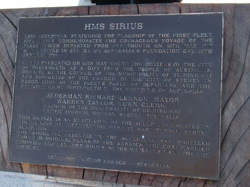 HMS Sirius Marker. Click for full size. HMS Sirius Marker image. Click for full size.