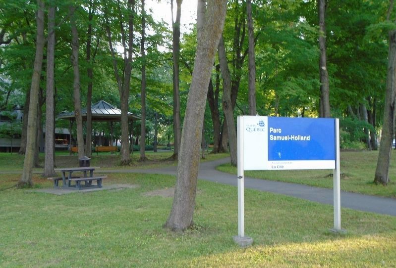 Parc Samuel-Holland / Samuel Holland Park Sign and Marker. Click for full size. Parc Samuel-Holland / Samuel Holland Park Sign and Marker image. Click for full size.