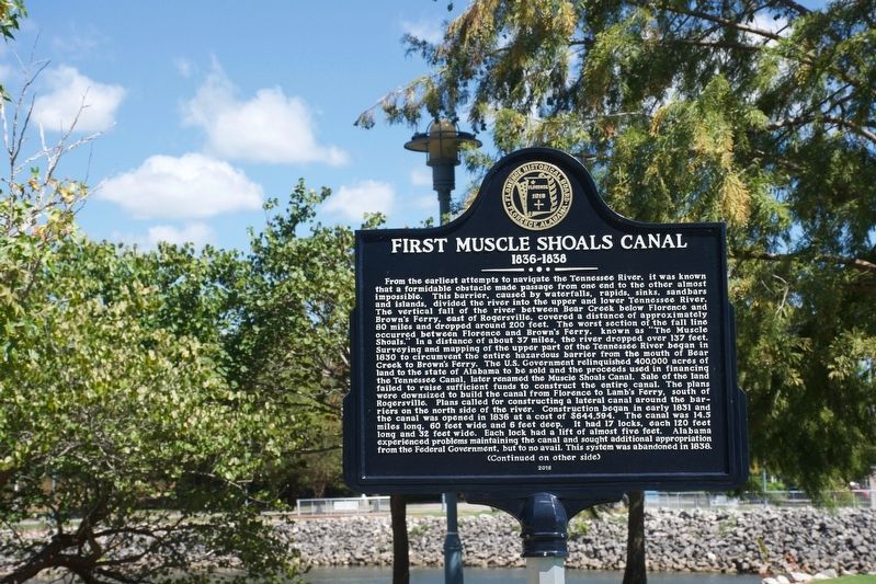 First Muscle Shoals Canal 1836-1838 Marker image. Click for full size.