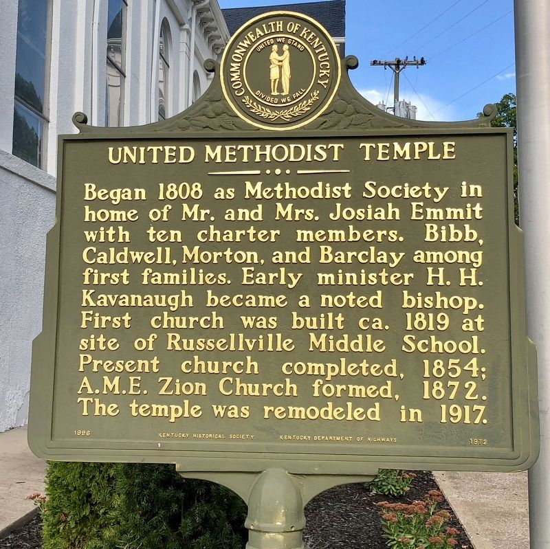 United Methodist Temple Marker (reverse) image. Click for full size.