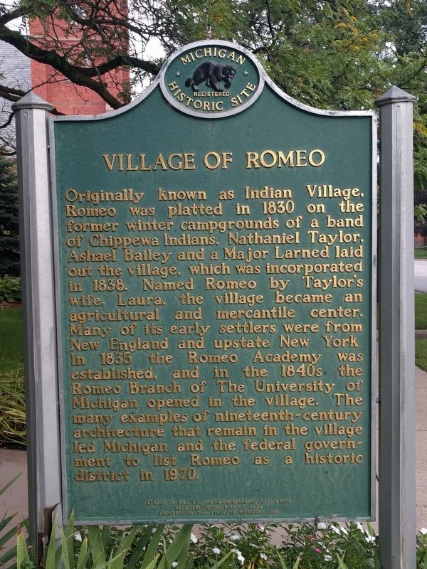 Village of Romeo Marker image. Click for full size.