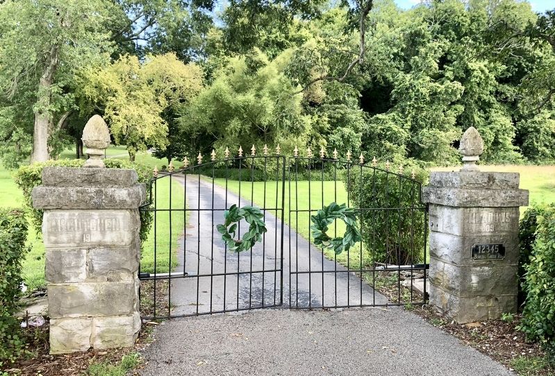 McCutchen (left) and Meadows (right) can be seen on the entrance gate pillars. image. Click for full size.