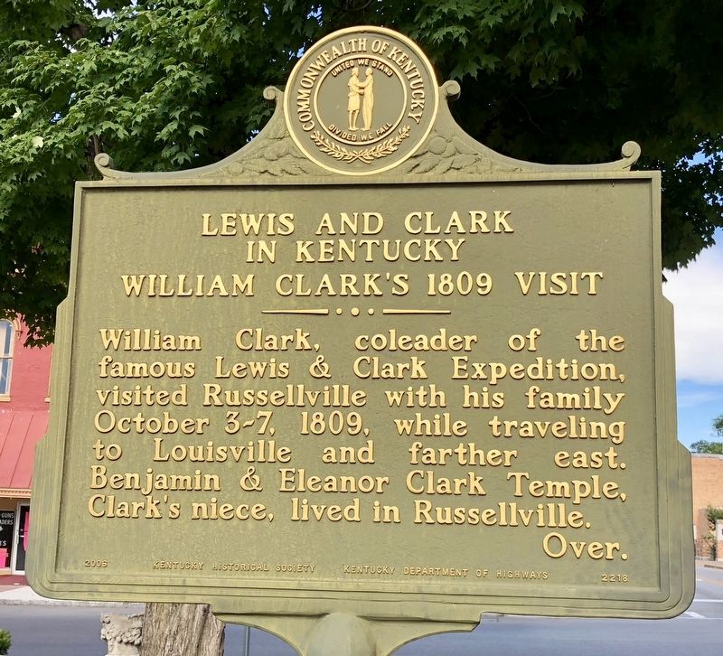 Lewis and Clark in Kentucky marker. image. Click for full size.