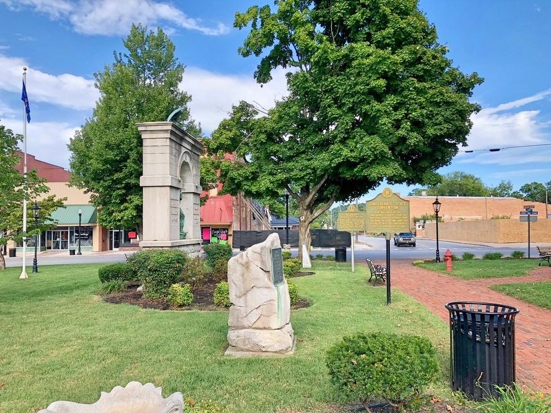 View of marker looking east in Park Square.. Click for full size. View of marker looking east in Park Square. image. Click for full size.