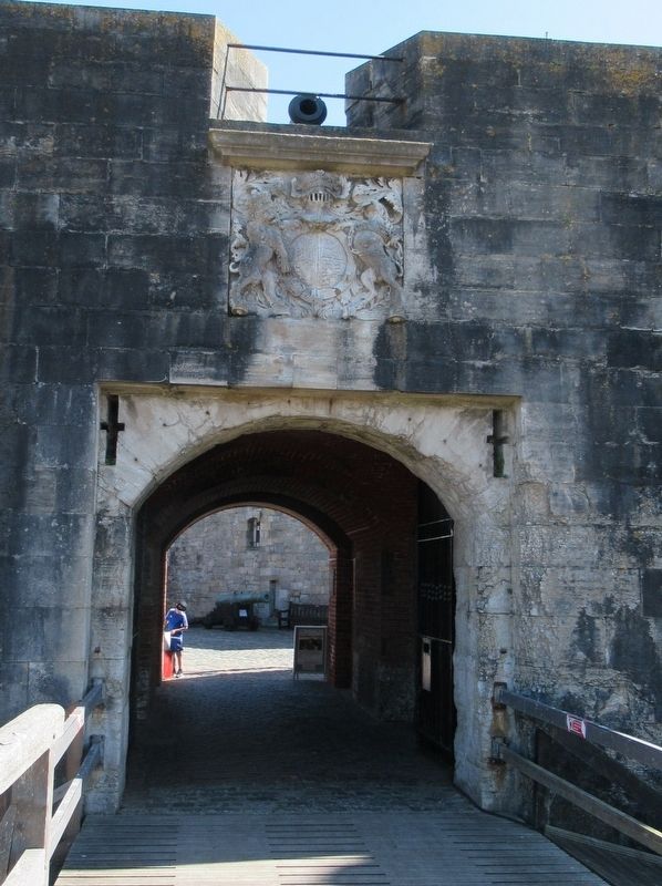 Royal Arms of Charles II above the entrance to Southsea Castle. Click for full size. Royal Arms of Charles II above the entrance to Southsea Castle image. Click for full size.
