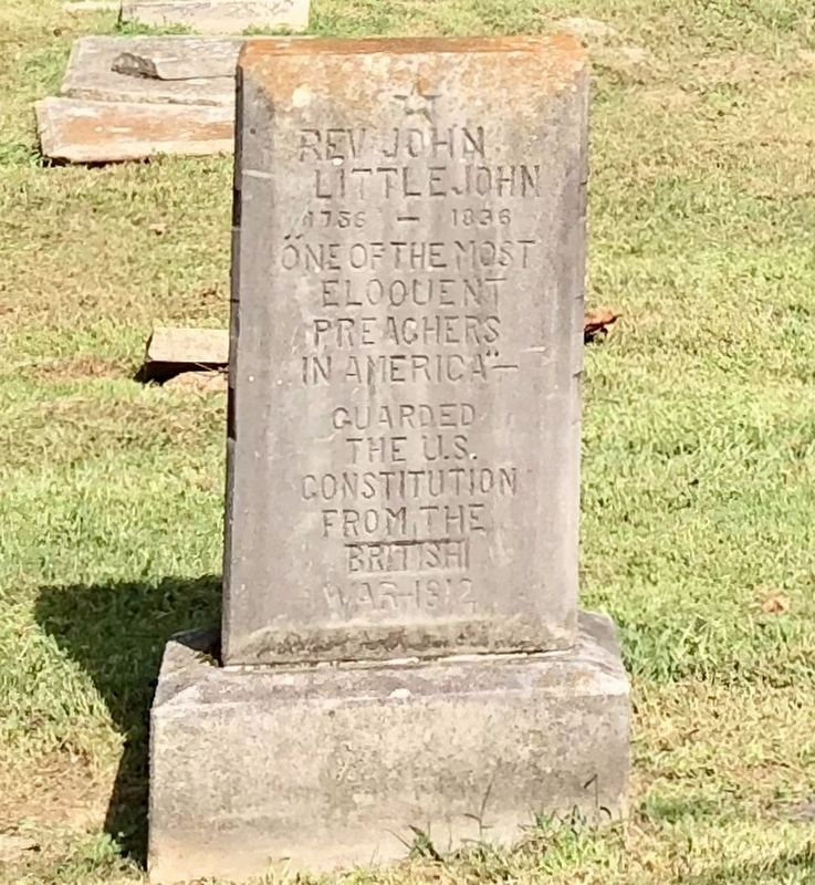 Grave marker of John Littlejohn near the historical marker. image. Click for full size.