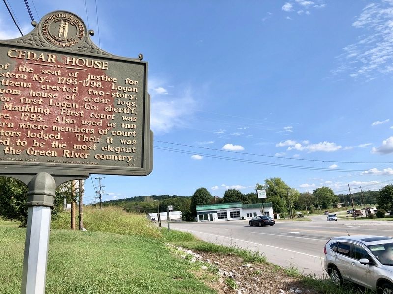 Cedar House Marker looking east towards Bowling Green Street. image. Click for full size.