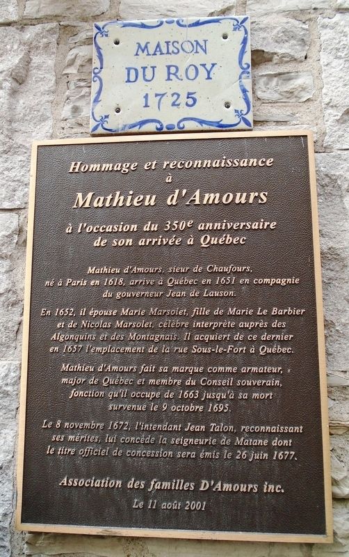 Mathieu d'Amours Marker. Click for full size. Mathieu d'Amours Marker image. Click for full size.