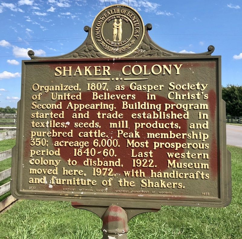 Shaker Colony Marker. Click for full size. Shaker Colony Marker image. Click for full size.