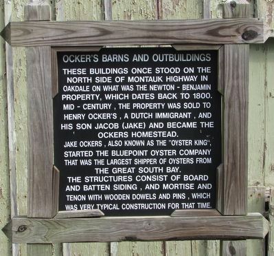 Ocker’s Barns and Outbuildings Marker. Click for full size. Ocker’s Barns and Outbuildings Marker image. Click for full size.
