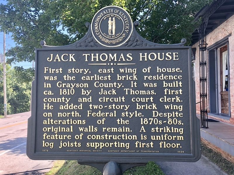 Jack Thomas House Marker image. Click for full size.