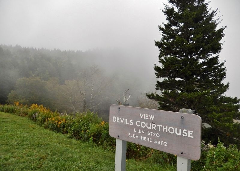 Devil's Courthouse Overlook Sign (<i>located near marker</i>) image. Click for full size.