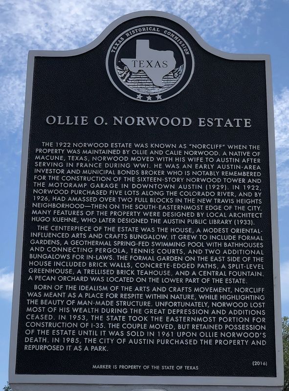 Ollie O. Norwood Estate Marker image. Click for full size.