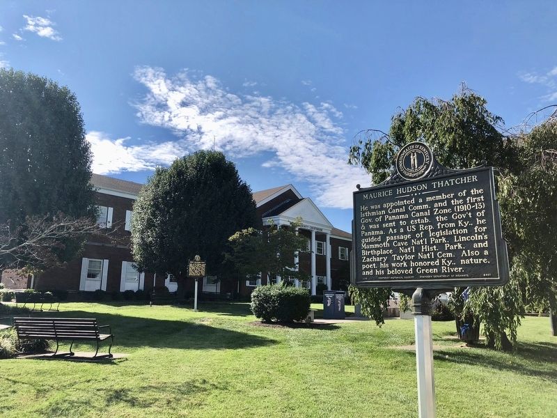 Maurice Hudson Thatcher (1870-1973) Marker in foreground at Courthouse.. Click for full size. Maurice Hudson Thatcher (1870-1973) Marker in foreground at Courthouse. image. Click for full size.