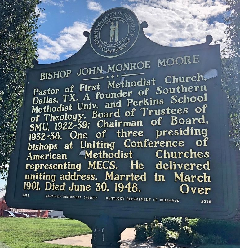 Bishop John Monroe Moore Marker (reverse) image. Click for full size.
