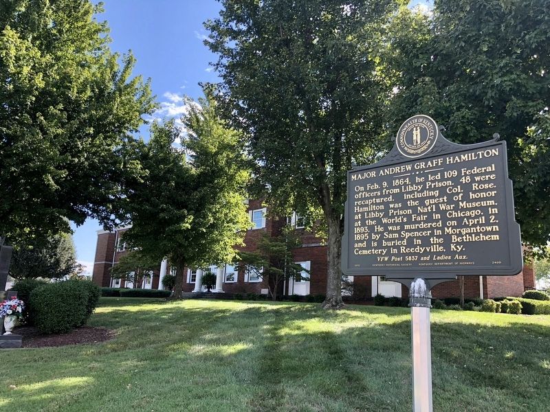 Major Andrew Graff Hamilton Marker at the Butler County Courthouse.. Click for full size. Major Andrew Graff Hamilton Marker at the Butler County Courthouse. image. Click for full size.