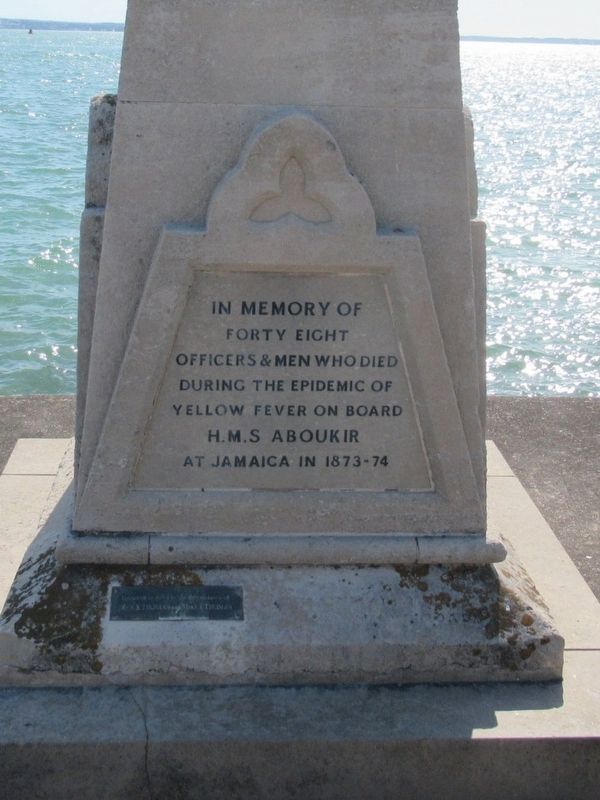 HMS Aboukir Yellow Fever Memorial. Click for full size. HMS Aboukir Yellow Fever Memorial image. Click for full size.