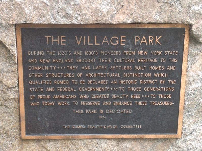 The Village Park Marker image. Click for full size.