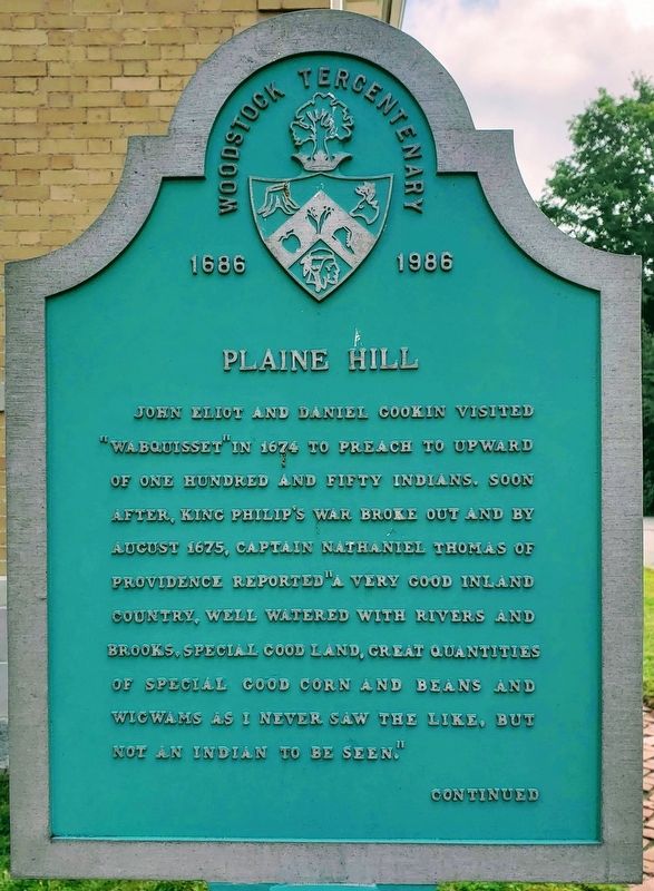 Plaine Hill Marker Front image. Click for full size.