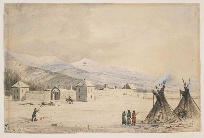 Fort Owen by Peter Peterson Tofft, circa 1865 image. Click for full size.