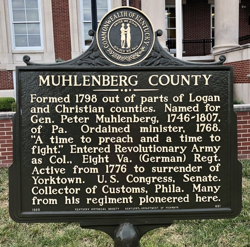 Muhlenberg County Marker image. Click for full size.