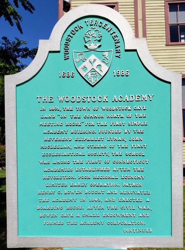 The Woodstock Academy Marker Front image. Click for full size.