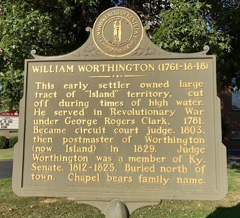 William Worthington (1761-1848) Marker. Click for full size. William Worthington (1761-1848) Marker image. Click for full size.