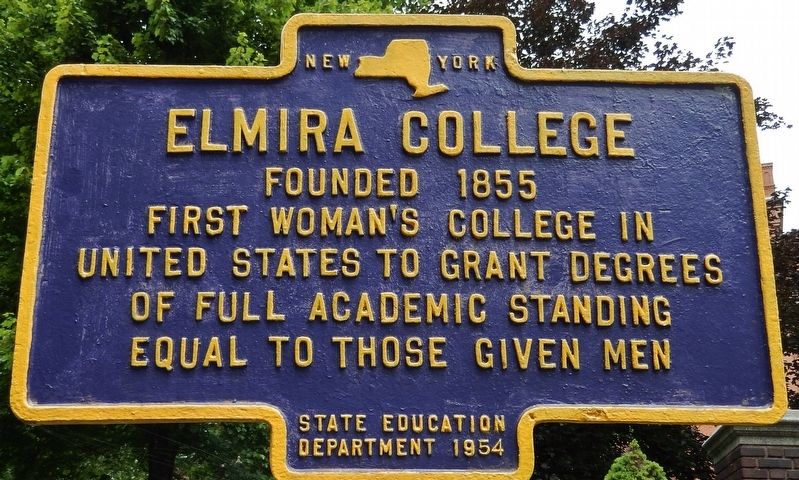 Elmira College Marker. Click for full size. Elmira College Marker image. Click for full size.