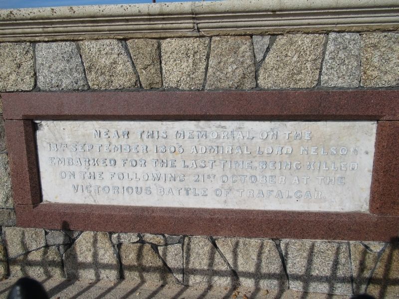 Nelson’s Last Embarkation Marker. Click for full size. Nelson’s Last Embarkation Marker image. Click for full size.