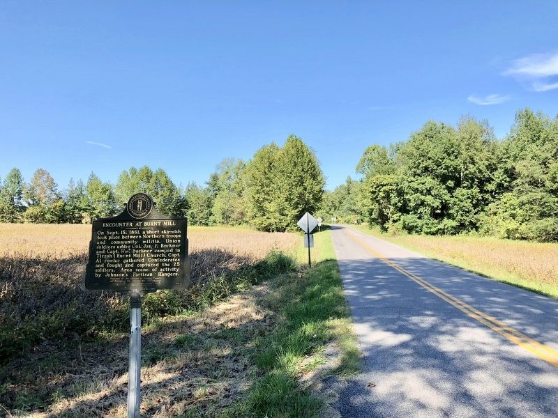 View of Encounter at Burnt Mill Marker looking east towards KY Highway 630.. Click for full size. View of Encounter at Burnt Mill Marker looking east towards KY Highway 630. image. Click for full size.