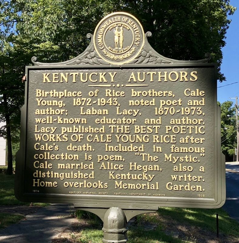 Kentucky Authors Marker image. Click for full size.