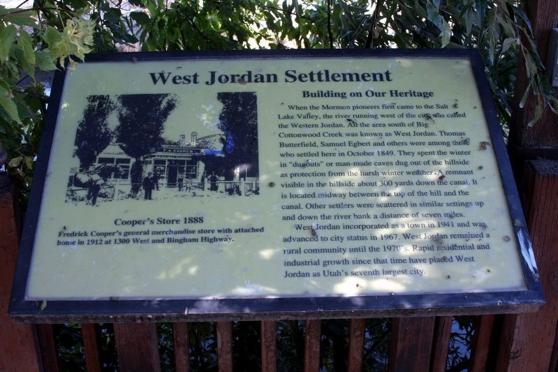 West Jordan Settlement Marker image. Click for full size.