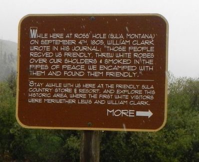 Lewis and Clark at Ross' Hole Marker. Click for full size. Lewis and Clark at Ross' Hole Marker image. Click for full size.
