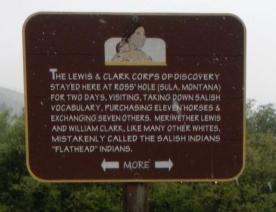 Lewis and Clark at Ross' Hole Marker. Click for full size. Lewis and Clark at Ross' Hole Marker image. Click for full size.