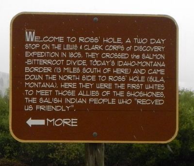 Lewis and Clark at Ross' Hole Marker. Click for full size. Lewis and Clark at Ross' Hole Marker image. Click for full size.